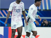 Ngal'ayel Mukau of LOSC Lille celebrates after scoring first goal during the UEFA Champions League 2024/25 League Phase MD5 match between Bo...