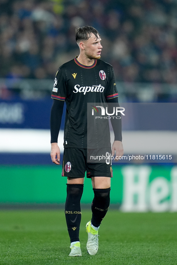 Sam Beukema of Bologna FC looks dejected during the UEFA Champions League 2024/25 League Phase MD5 match between Bologna FC and LOSC Lille a...