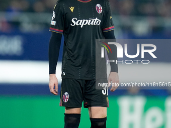 Sam Beukema of Bologna FC looks dejected during the UEFA Champions League 2024/25 League Phase MD5 match between Bologna FC and LOSC Lille a...