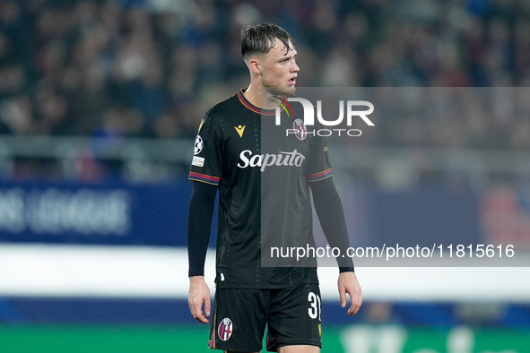 Sam Beukema of Bologna FC looks on during the UEFA Champions League 2024/25 League Phase MD5 match between Bologna FC and LOSC Lille at Stad...