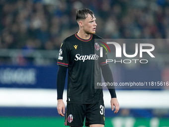 Sam Beukema of Bologna FC looks on during the UEFA Champions League 2024/25 League Phase MD5 match between Bologna FC and LOSC Lille at Stad...