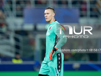 Lukasz Skorupski of Bologna FC looks dejected during the UEFA Champions League 2024/25 League Phase MD5 match between Bologna FC and LOSC Li...