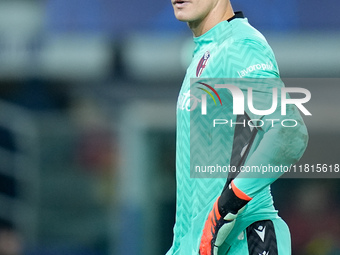 Lukasz Skorupski of Bologna FC looks on during the UEFA Champions League 2024/25 League Phase MD5 match between Bologna FC and LOSC Lille at...