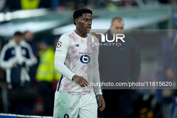 Jonathan David of LOSC Lille looks on during the UEFA Champions League 2024/25 League Phase MD5 match between Bologna FC and LOSC Lille at S...