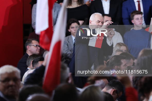 MP Jacek Sasin attends the Law and Justice party convention at the 'Sokol' in Krakow, Poland, on November 24, 2024. The Law and Justice Part...