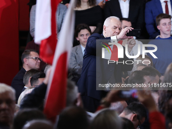 MP Jacek Sasin attends the Law and Justice party convention at the 'Sokol' in Krakow, Poland, on November 24, 2024. The Law and Justice Part...