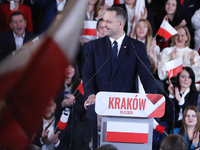 In Krakow, Poland, on November 24, 2024, the newly presented presidential candidate, Polish historian and president of the Institute of Nati...