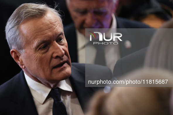 MP Piotr Glinski attends the Law and Justice party convention at the 'Sokol' in Krakow, Poland, on November 24, 2024. The Law and Justice Pa...