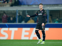 Sam Beukema of Bologna FC gestures during the UEFA Champions League 2024/25 League Phase MD5 match between Bologna FC and LOSC Lille at Stad...