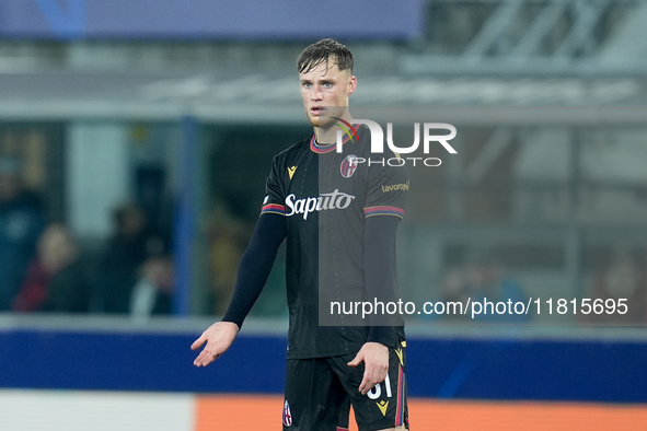 Sam Beukema of Bologna FC looks on during the UEFA Champions League 2024/25 League Phase MD5 match between Bologna FC and LOSC Lille at Stad...