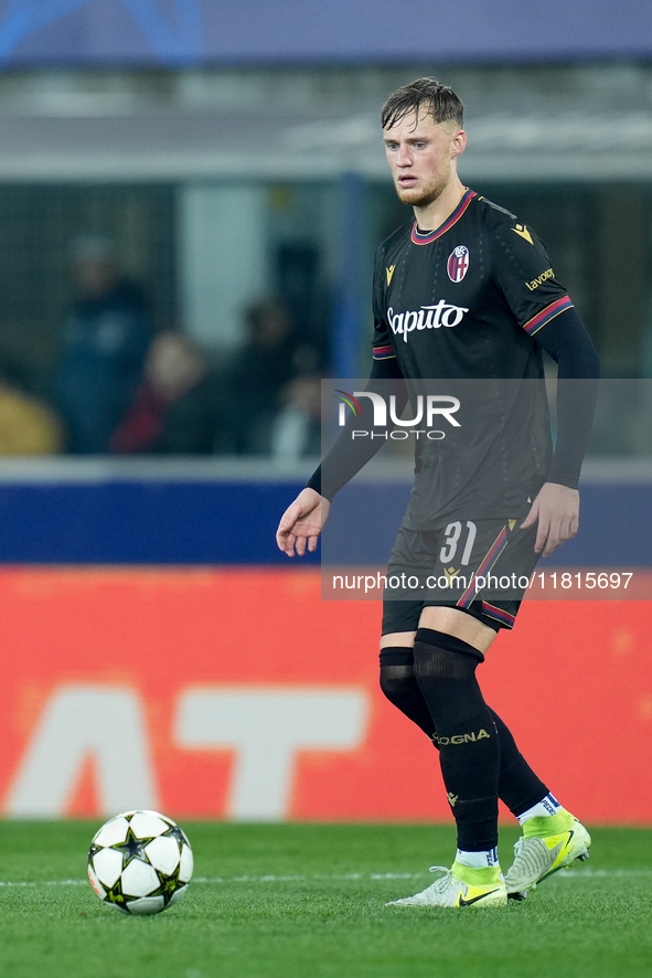 Sam Beukema of Bologna FC during the UEFA Champions League 2024/25 League Phase MD5 match between Bologna FC and LOSC Lille at Stadio Renato...