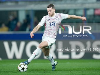 Gabriel Gudmundsson of LOSC Lille during the UEFA Champions League 2024/25 League Phase MD5 match between Bologna FC and LOSC Lille at Stadi...