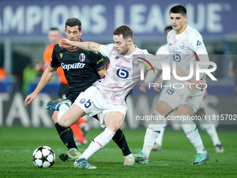 Gabriel Gudmundsson of LOSC Lille during the UEFA Champions League 2024/25 League Phase MD5 match between Bologna FC and LOSC Lille at Stadi...