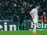 Jhon Lucumi of Bologna FC celebrates after scoring first goal during the UEFA Champions League 2024/25 League Phase MD5 match between Bologn...