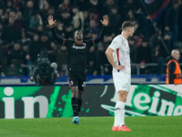 Jhon Lucumi of Bologna FC celebrates after scoring first goal during the UEFA Champions League 2024/25 League Phase MD5 match between Bologn...