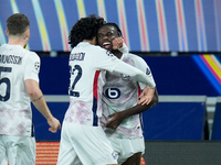 Ngal'ayel Mukau of LOSC Lille celebrates after scoring second goal during the UEFA Champions League 2024/25 League Phase MD5 match between B...