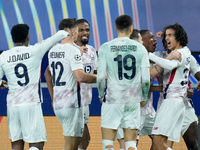 Ngal'ayel Mukau of LOSC Lille celebrates after scoring second goal during the UEFA Champions League 2024/25 League Phase MD5 match between B...