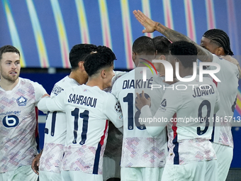 Ngal'ayel Mukau of LOSC Lille celebrates after scoring second goal during the UEFA Champions League 2024/25 League Phase MD5 match between B...