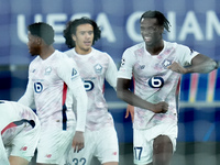 Ngal'ayel Mukau of LOSC Lille celebrates after scoring second goal during the UEFA Champions League 2024/25 League Phase MD5 match between B...