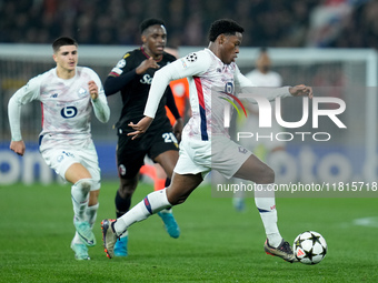 Jonathan David of LOSC Lille during the UEFA Champions League 2024/25 League Phase MD5 match between Bologna FC and LOSC Lille at Stadio Ren...