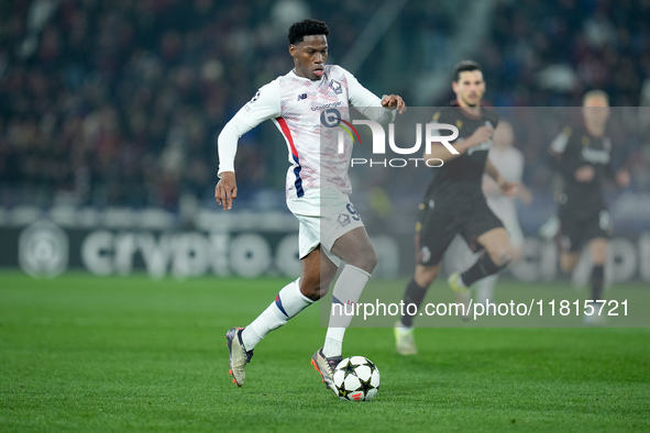 Jonathan David of LOSC Lille during the UEFA Champions League 2024/25 League Phase MD5 match between Bologna FC and LOSC Lille at Stadio Ren...