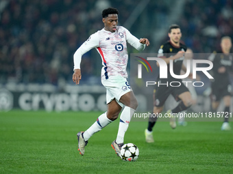 Jonathan David of LOSC Lille during the UEFA Champions League 2024/25 League Phase MD5 match between Bologna FC and LOSC Lille at Stadio Ren...