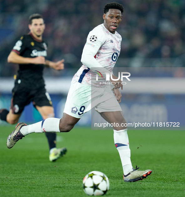 Jonathan David of LOSC Lille during the UEFA Champions League 2024/25 League Phase MD5 match between Bologna FC and LOSC Lille at Stadio Ren...