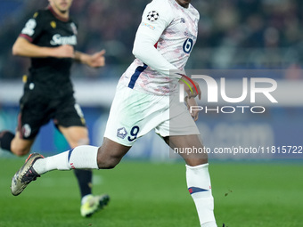 Jonathan David of LOSC Lille during the UEFA Champions League 2024/25 League Phase MD5 match between Bologna FC and LOSC Lille at Stadio Ren...