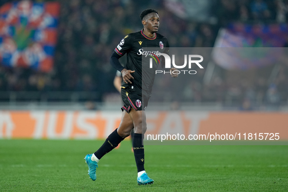 Jhon Lucumi of Bologna FC looks on during the UEFA Champions League 2024/25 League Phase MD5 match between Bologna FC and LOSC Lille at Stad...