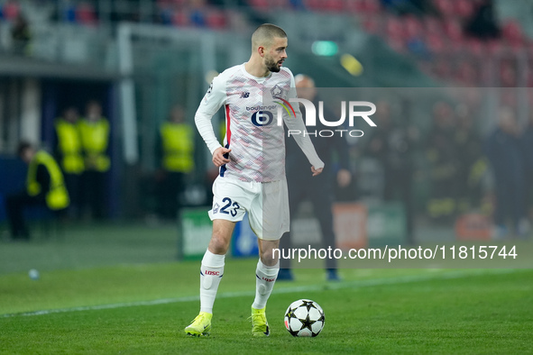 Edon Zhegrova of LOSC Lille during the UEFA Champions League 2024/25 League Phase MD5 match between Bologna FC and LOSC Lille at Stadio Rena...