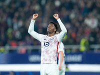 Jonathan David of LOSC Lille celebrates the victory during the UEFA Champions League 2024/25 League Phase MD5 match between Bologna FC and L...