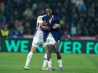 Ngal'ayel Mukau of LOSC Lille celebrates. the victory with Aissa Mandi of LOSC Lille during the UEFA Champions League 2024/25 League Phase M...