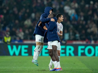 Ngal'ayel Mukau of LOSC Lille celebrates. the victory with Aissa Mandi of LOSC Lille during the UEFA Champions League 2024/25 League Phase M...