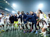 Ngal'ayel Mukau of LOSC Lille and his teammates celebrate the victory during the UEFA Champions League 2024/25 League Phase MD5 match betwee...