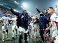 Ngal'ayel Mukau of LOSC Lille and his teammates celebrate the victory during the UEFA Champions League 2024/25 League Phase MD5 match betwee...