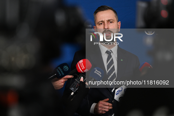 KRAKOW, POLAND - NOVEMBER 27:   
Wladyslaw Kosiniak-Kamysz, Polish Defense Minister, speaks during a press conference at the 1st National Co...