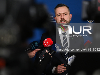 KRAKOW, POLAND - NOVEMBER 27:   
Wladyslaw Kosiniak-Kamysz, Polish Defense Minister, speaks during a press conference at the 1st National Co...