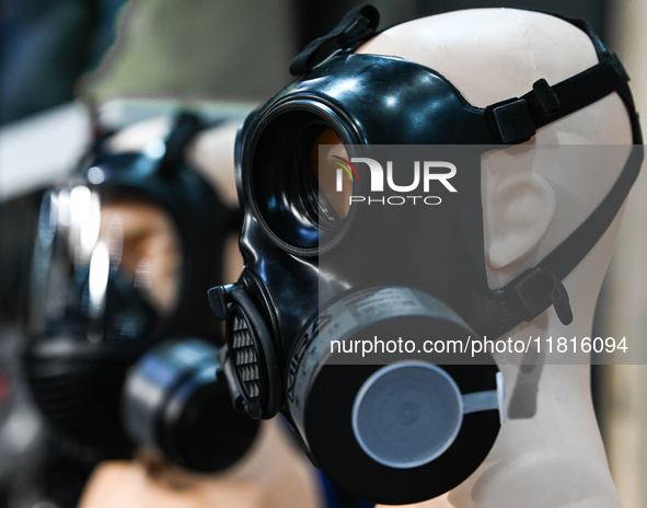 KRAKOW, POLAND - NOVEMBER 27:   
Tactical gas masks with filters on display during the 1st National Congress 'The Defense System of the Repu...