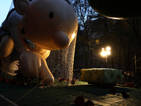 Snoopy balloon is seen ahead of the New York City Mayor Eric Adams and city public safety press conference ahead of the Macys Thanksgiving D...