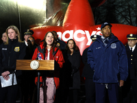 New York City Mayor Eric Adams and city officials hold a public safety press conference ahead of the Macys Thanksgiving Day Parade on Novemb...