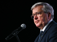 KRAKOW, POLAND - NOVEMBER 27:   
Bronislaw Komorowski, former President of Poland, addresses participants during the 1st National Congress,...