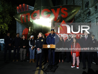 New York Police Commissioner Jessica Tisch and New York City Mayor Eric Adams and city officials hold a public safety press conference ahead...