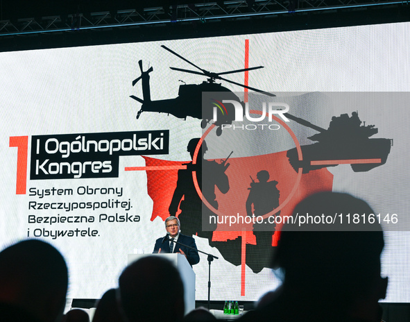 KRAKOW, POLAND - NOVEMBER 27:   
Bronislaw Komorowski, former President of Poland, addresses participants during the 1st National Congress,...