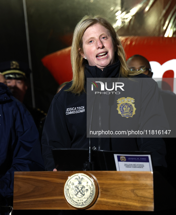 New York Police Commissioner Jessica Tisch and New York City Mayor Eric Adams and city officials hold a public safety press conference ahead...