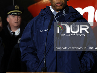   New York City Mayor Eric Adams and city officials hold a public safety press conference ahead of the Macys Thanksgiving Day Parade on Nove...