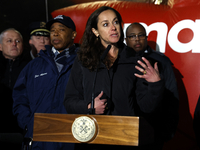 REBECCA WEINER AS NYPD DEPUTY COMMISSIONER OF INTELLIGENCE AND COUNTERTERRORISM speaks during New York City Mayor Eric Adams  public safety...