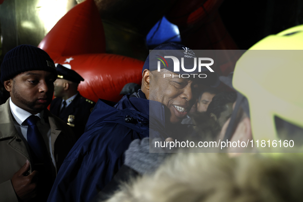 New York City Mayor Eric Adams and city officials hold a public safety press conference ahead of the Macys Thanksgiving Day Parade on Novemb...