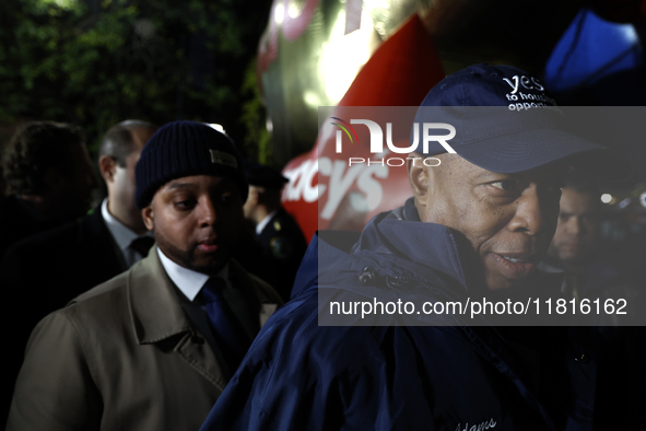 New York City Mayor Eric Adams and city officials hold a public safety press conference ahead of the Macys Thanksgiving Day Parade on Novemb...