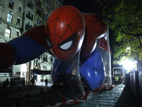 Spiderman balloon is seen as New York City Mayor Eric Adams and city officials hold a public safety press conference ahead of the Macys Than...