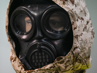 KRAKOW, POLAND - NOVEMBER 27:   
A tactical gas mask with filters used by the Civil Defense, on display during the 1st National Congress 'Th...